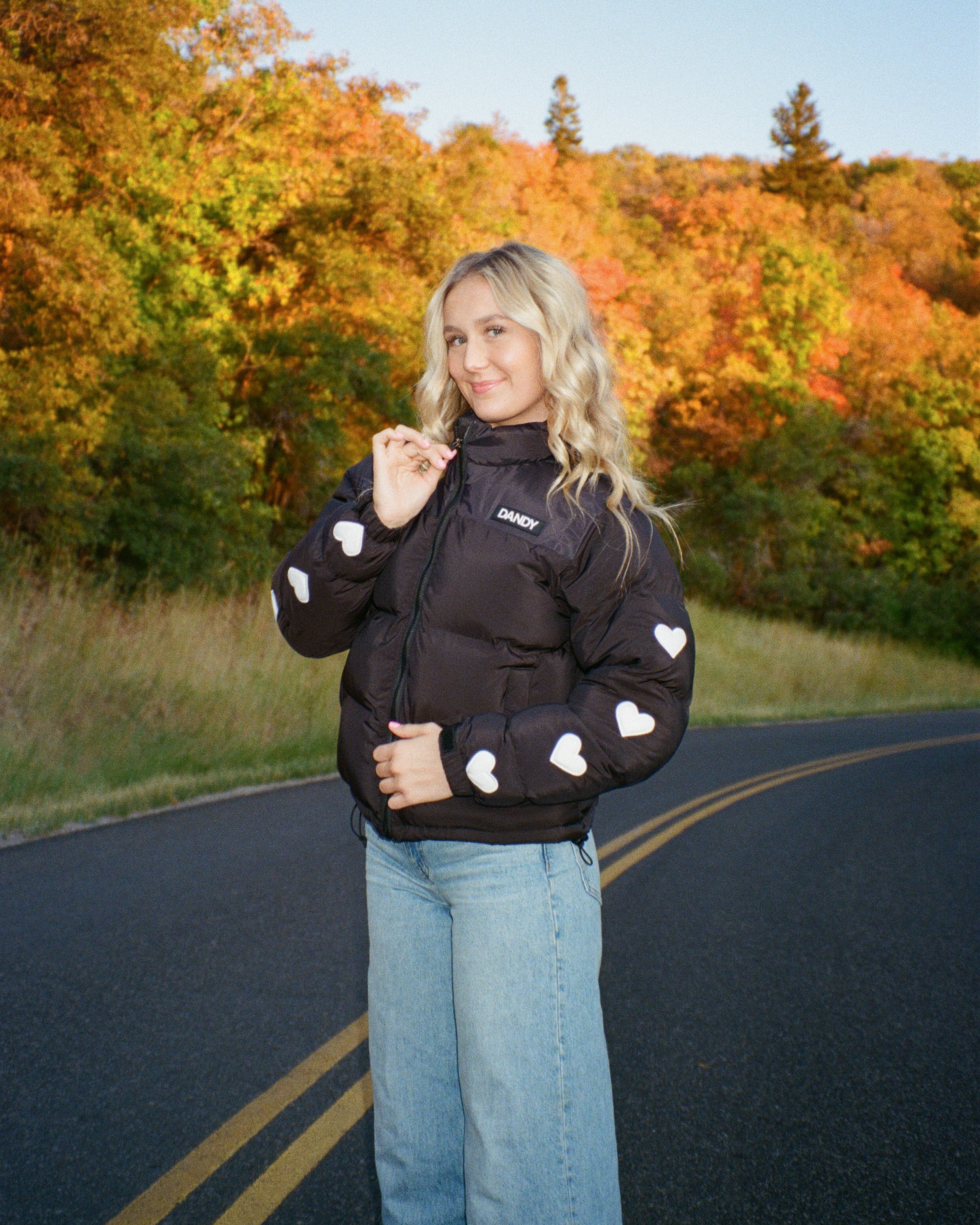 Heart on My Sleeve Puffer Jacket in Black