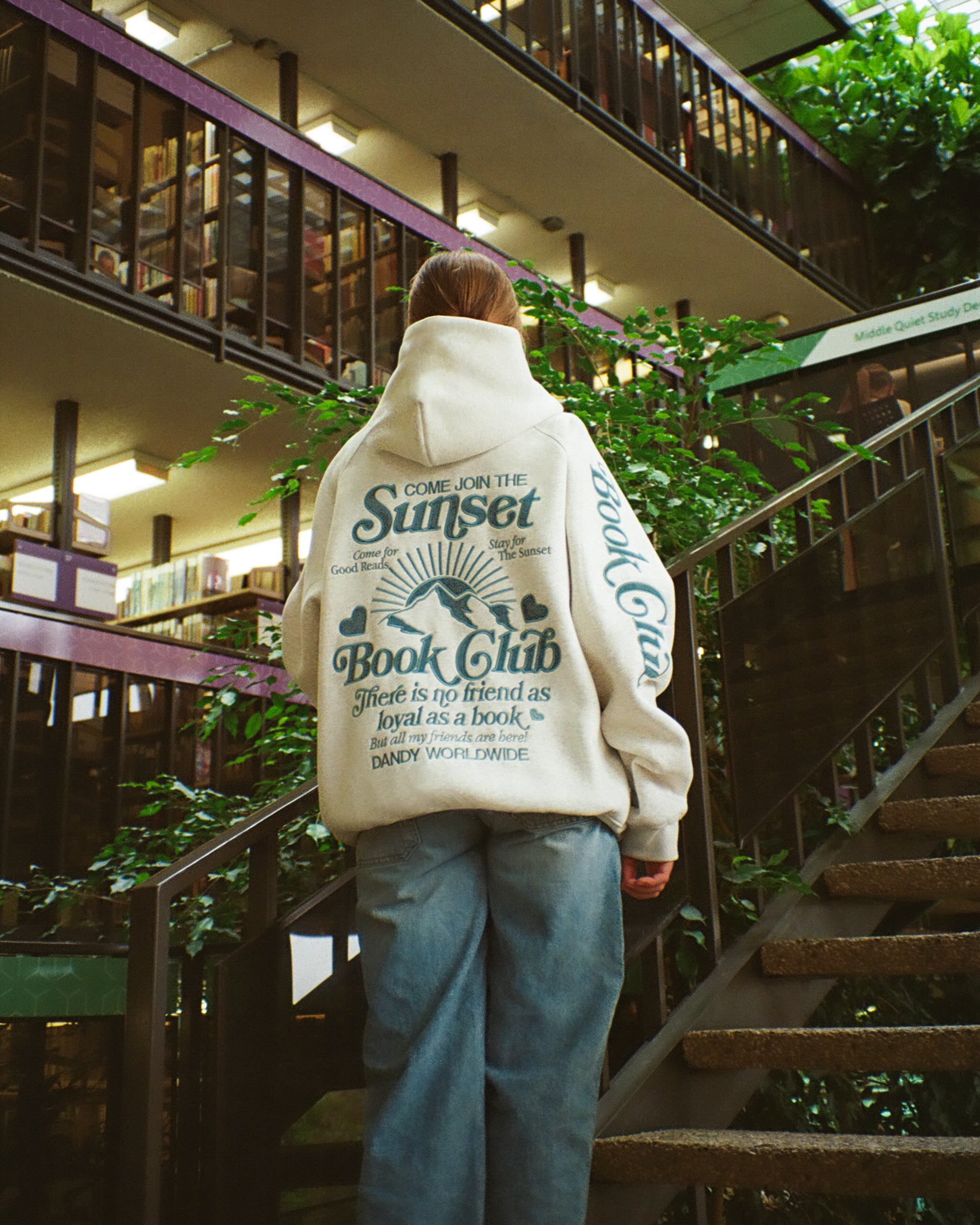 Book Club Oversized Lux Hoodie in Heather Gray and Blue