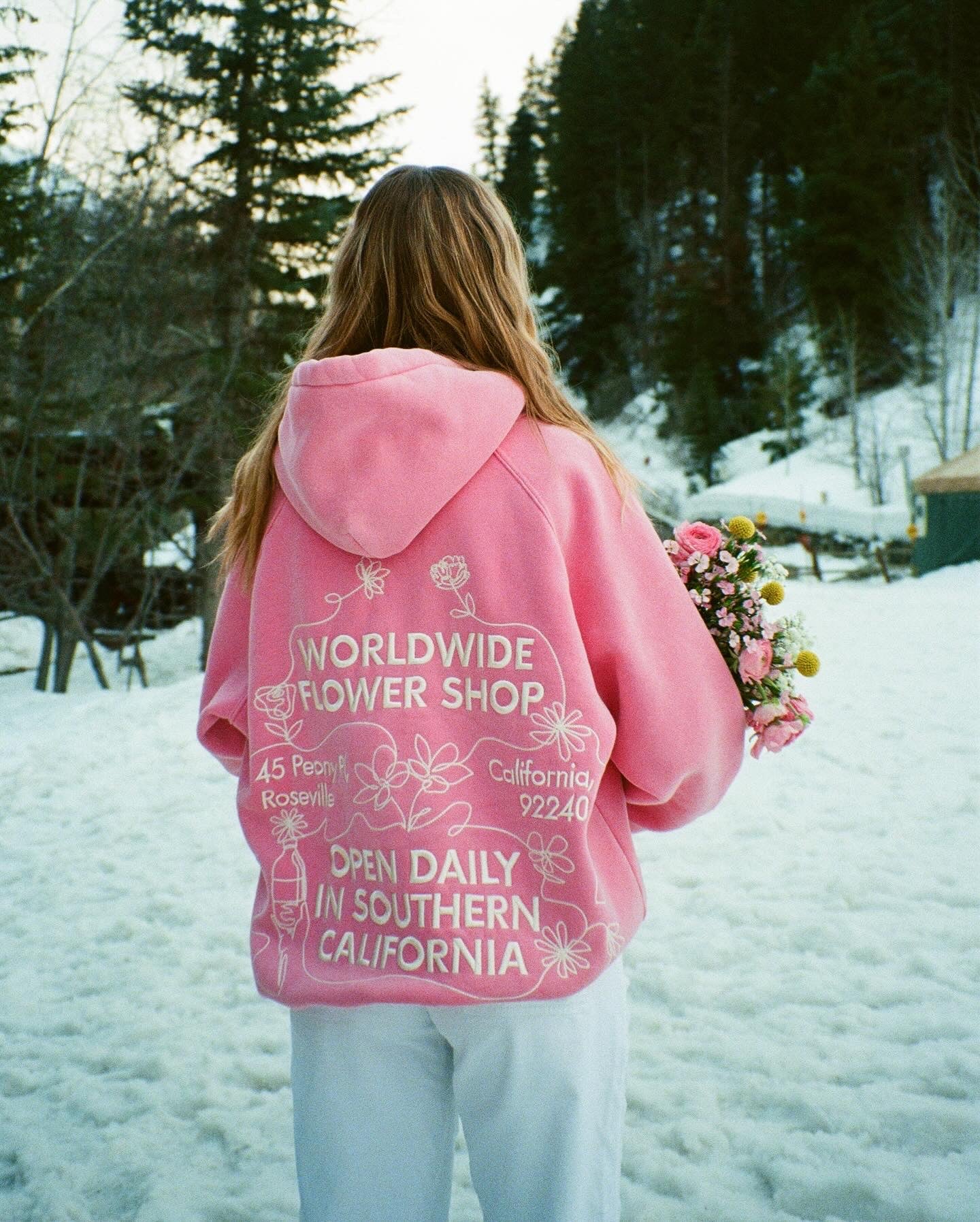Flower Shop Oversized Lux Hoodie in Vintage Washed Pink