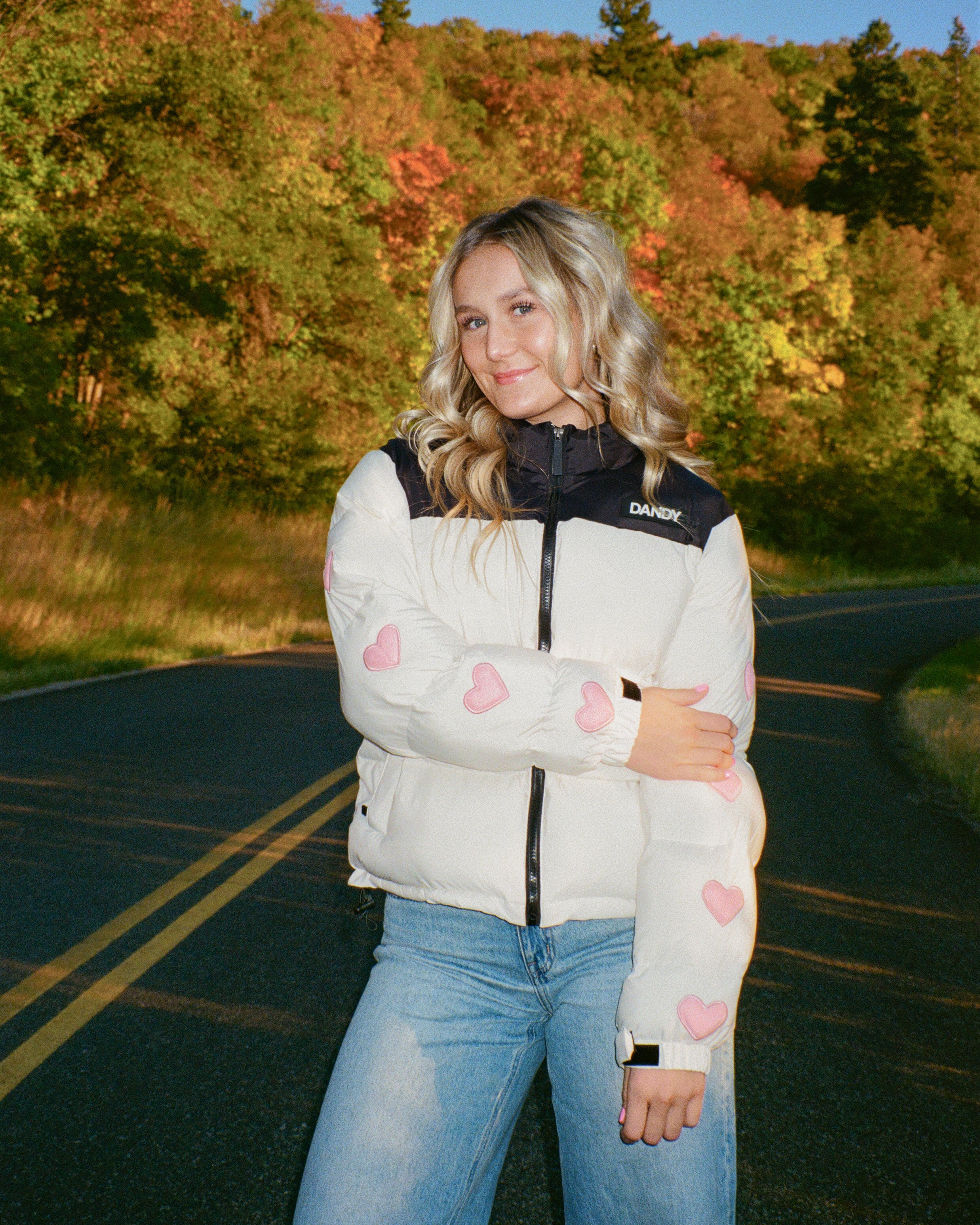 Heart on My Sleeve Puffer Jacket in Cream