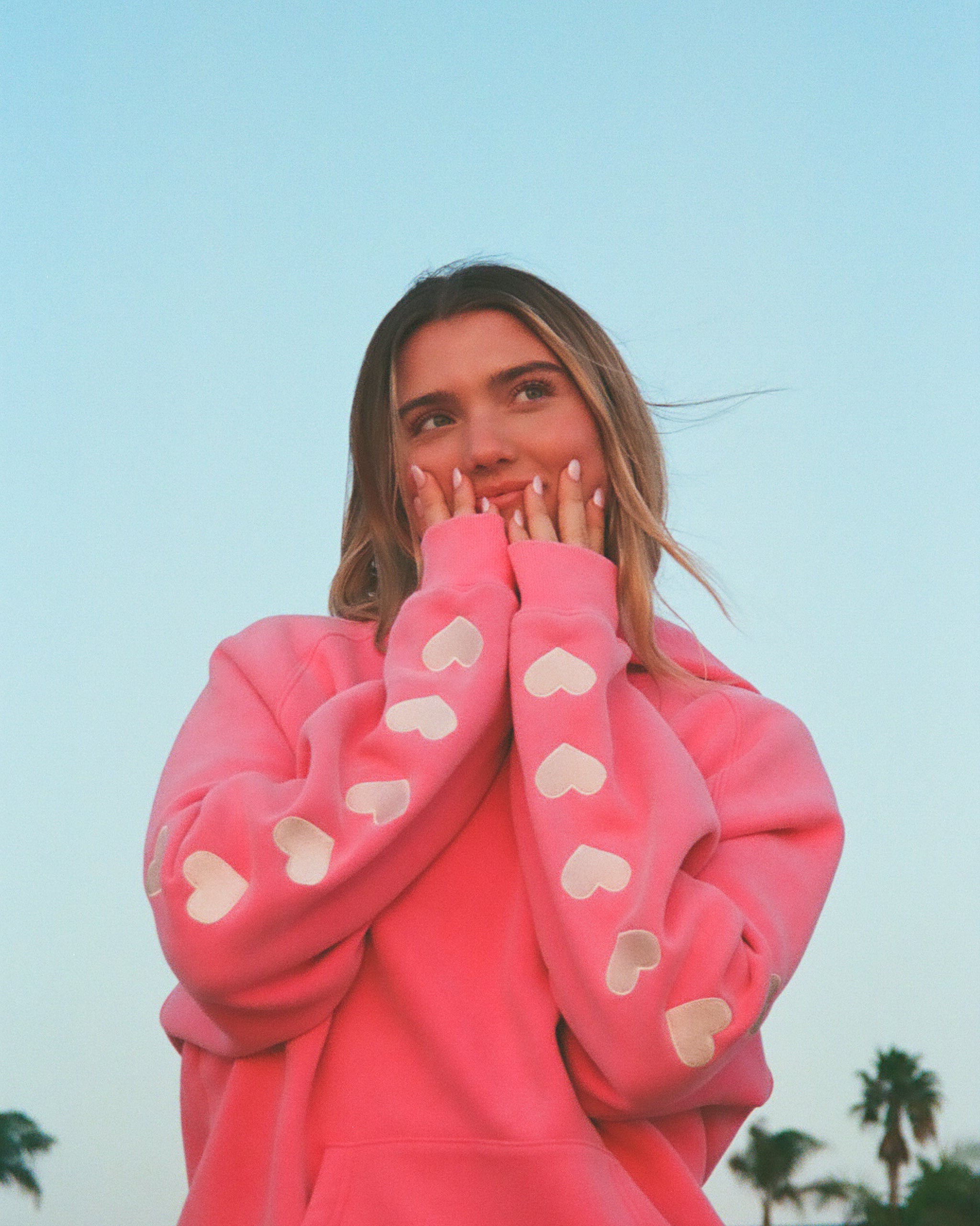Heart on My Sleeve Oversized Lux Hoodie in Vintage Washed Pink