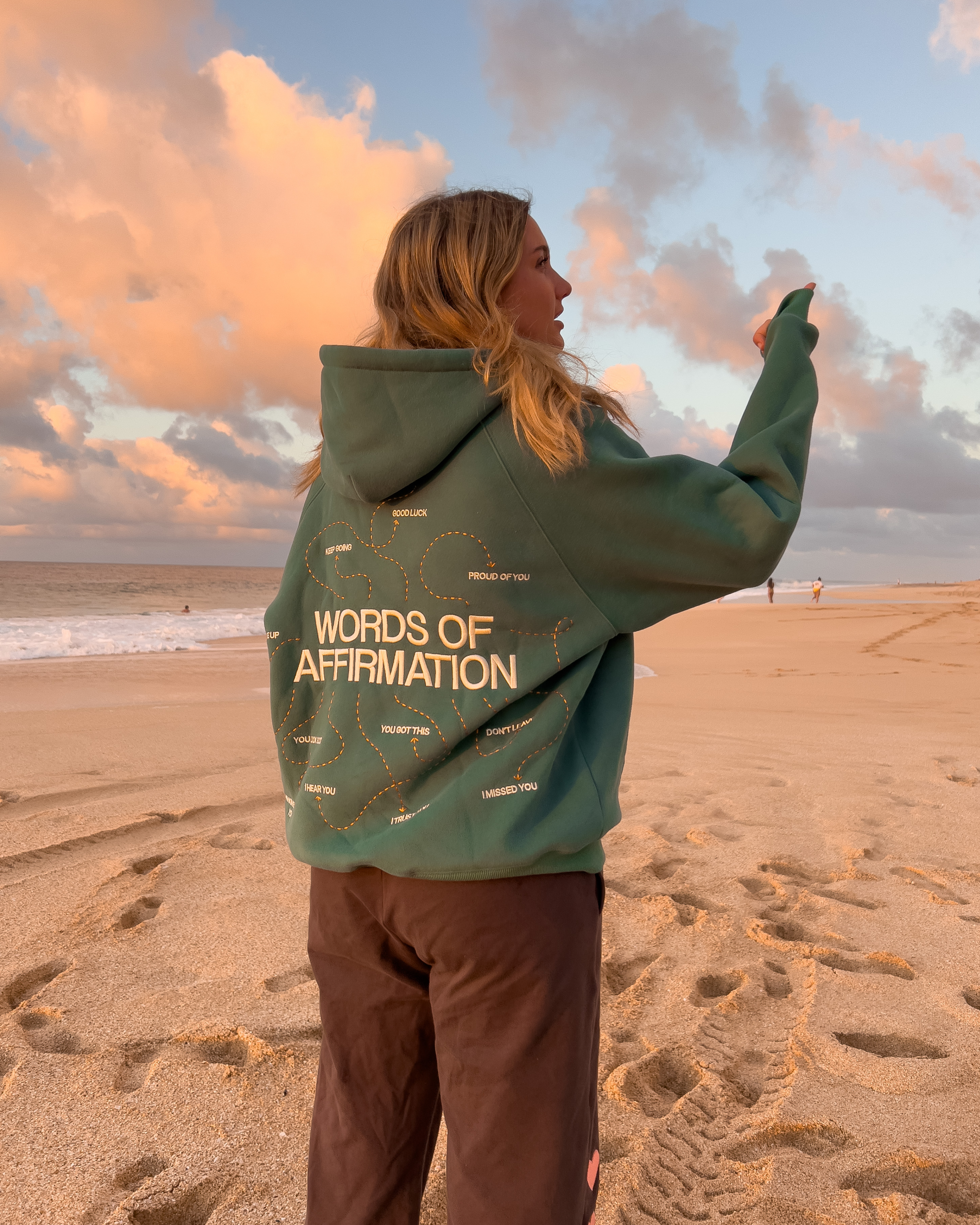 Words of Affirmation Oversized Lux Hoodie in Green