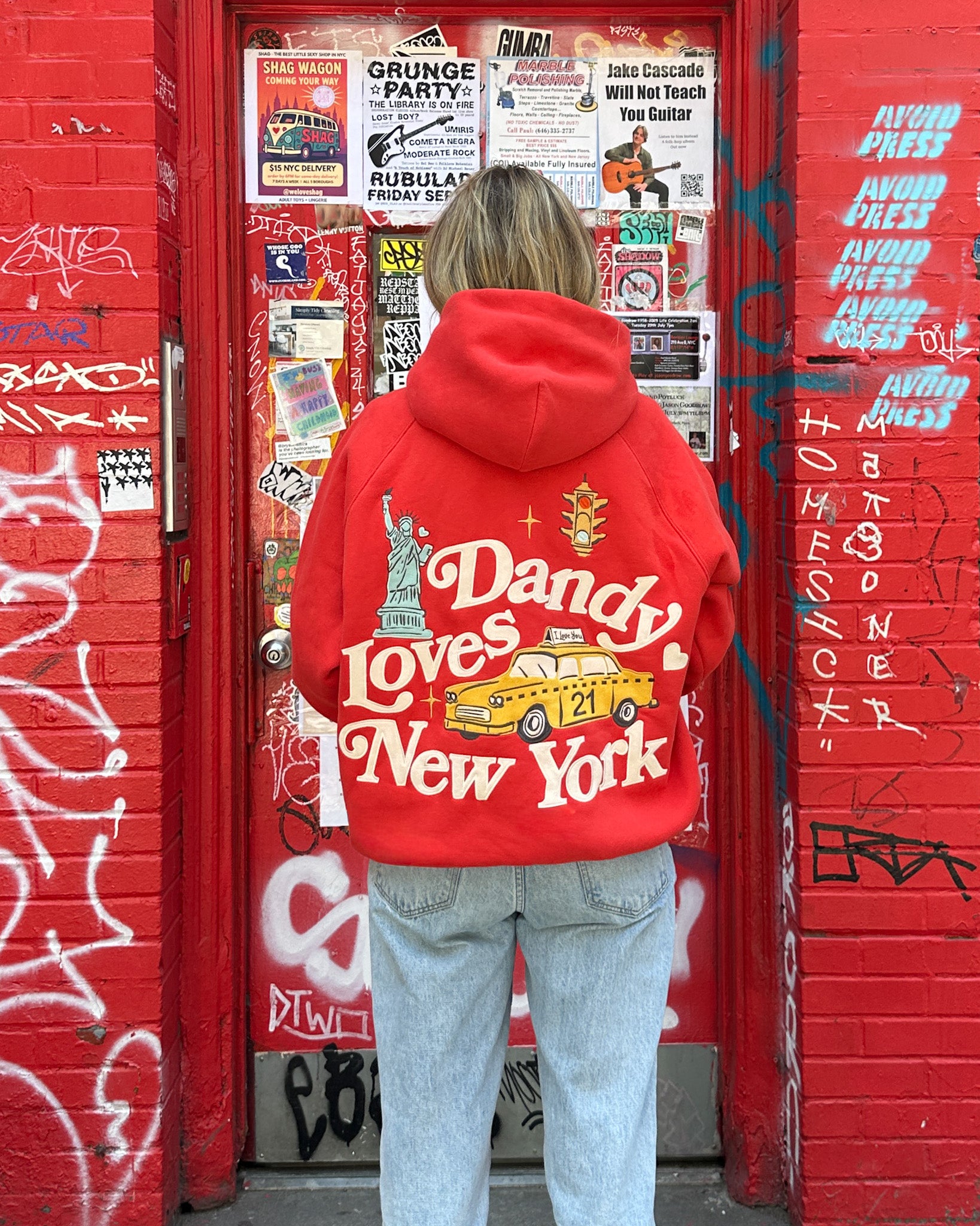 New York Oversized Lux Hoodie in Red