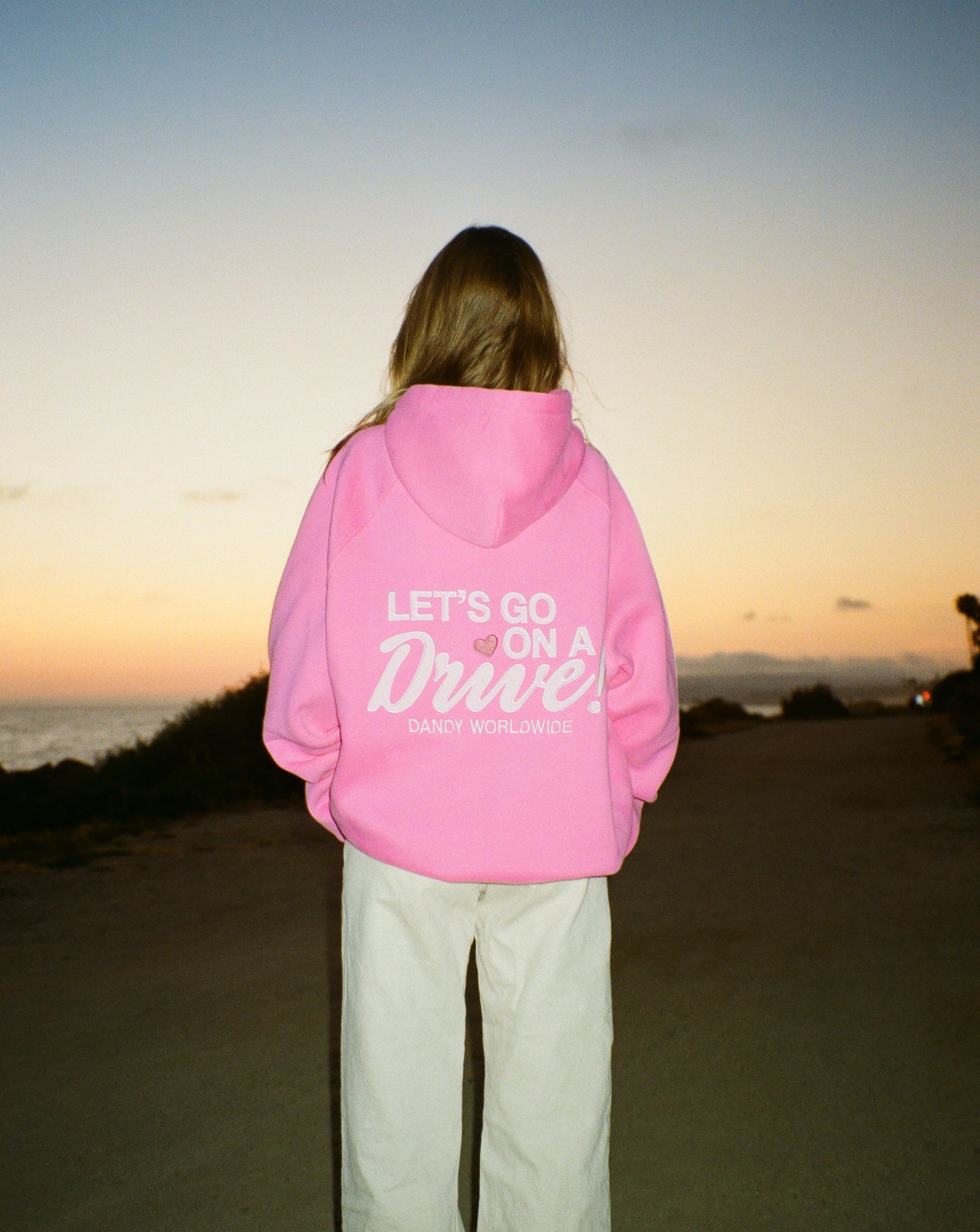 Let's Go on a Drive Oversized Lux Hoodie in Pink