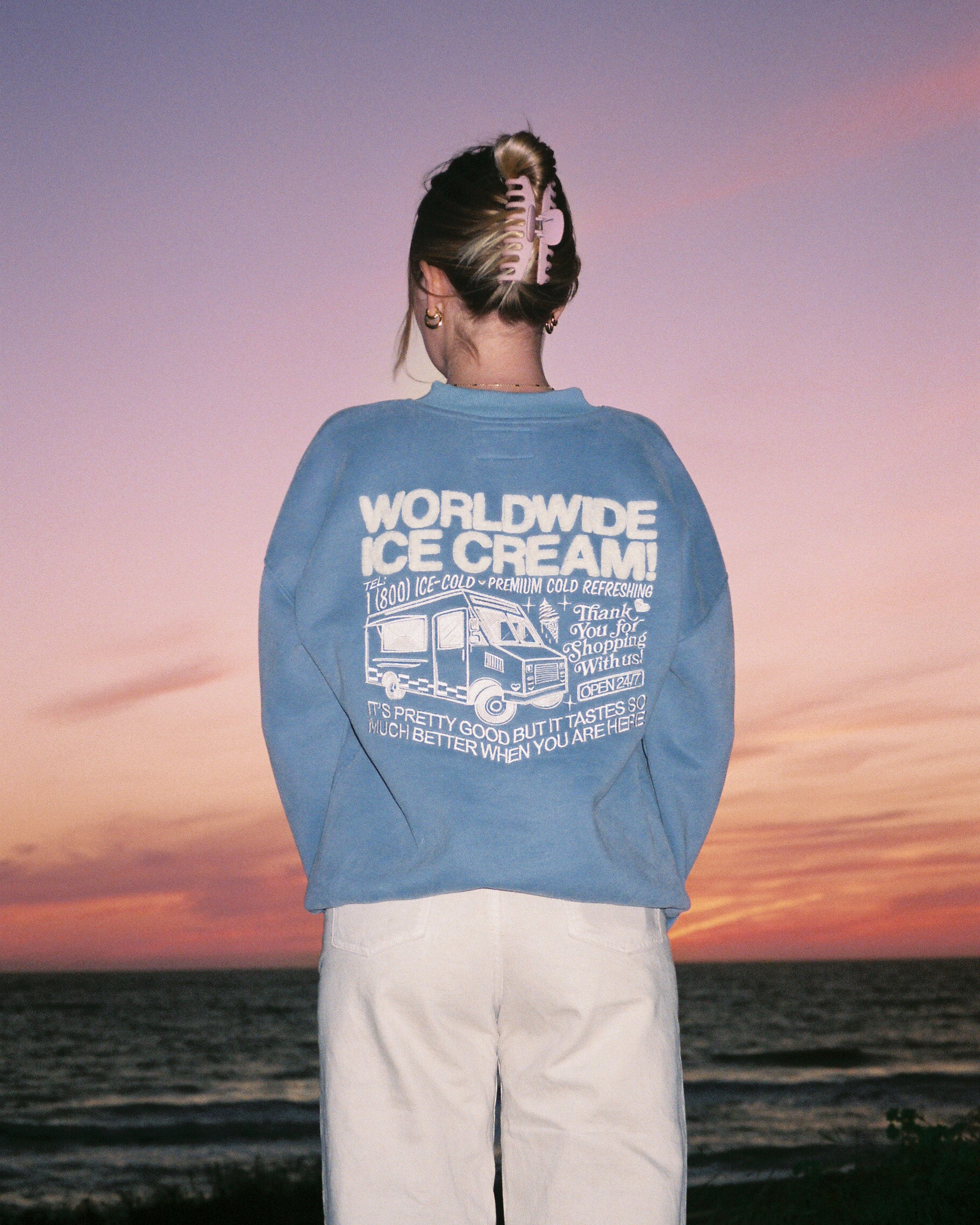 Ice Cream Crew Neck in Blue